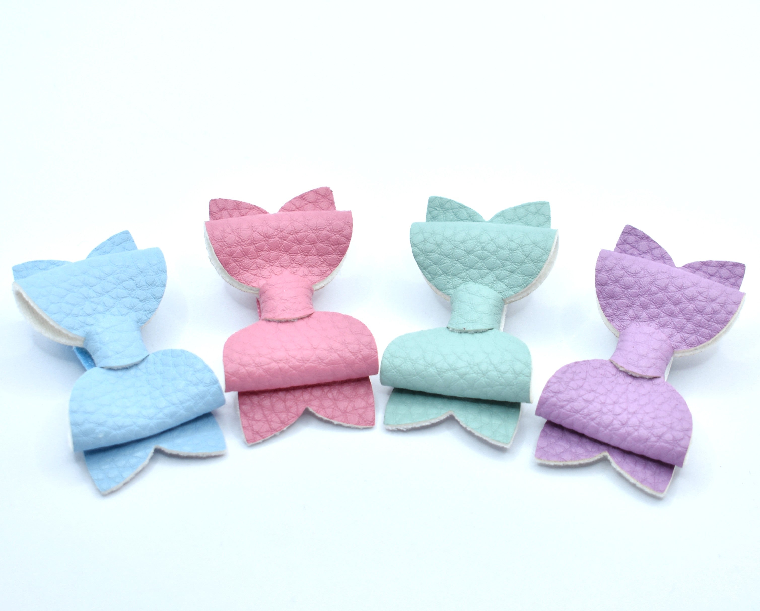 mustard, dusty pink and brown leather bows