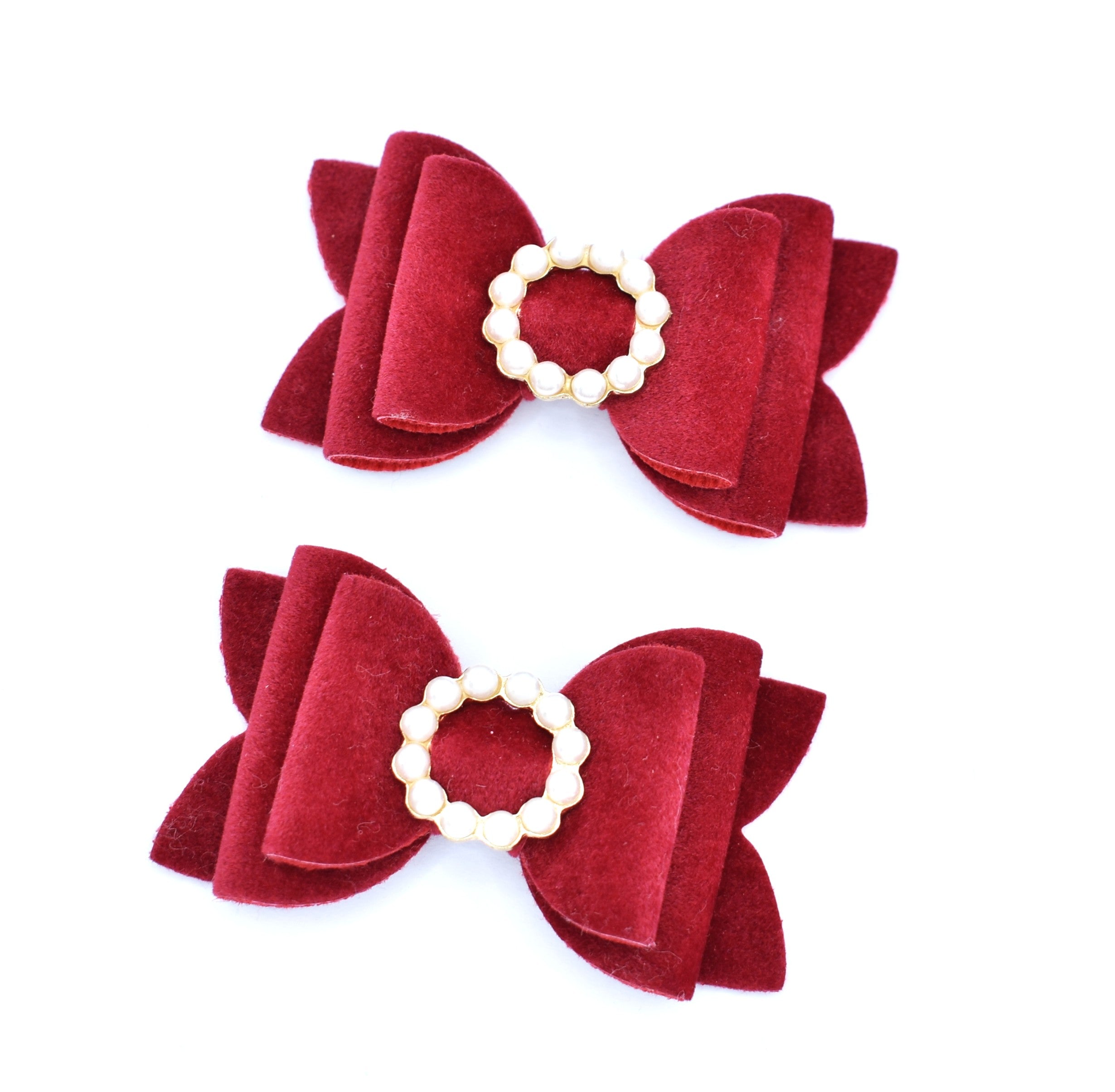 Piggytail bow set - red velvet