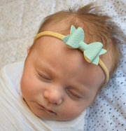 Small leather bow headband - mint
