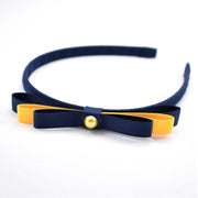 School Headband - Ribbon bow with pearl centre