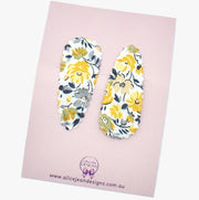 Mustard Floral Snap Clips - pair of 2