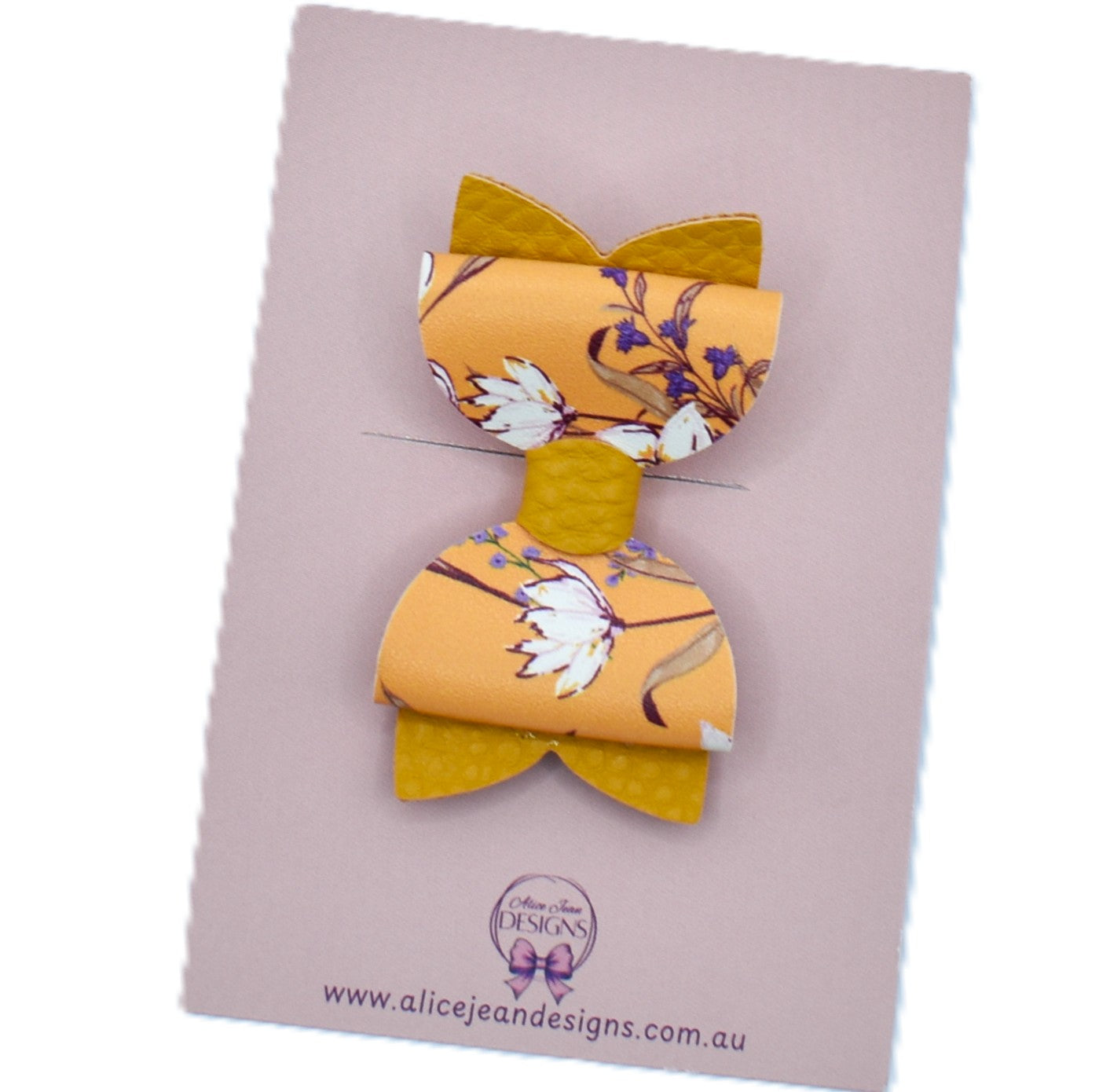 Annabelle Bow Hair Clip - Mustard Floral