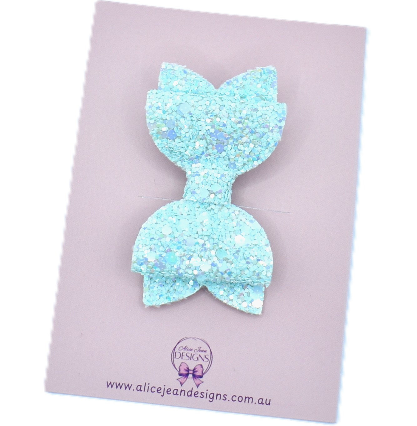 Annabelle Bow Hair Clip - blue pastel glitter