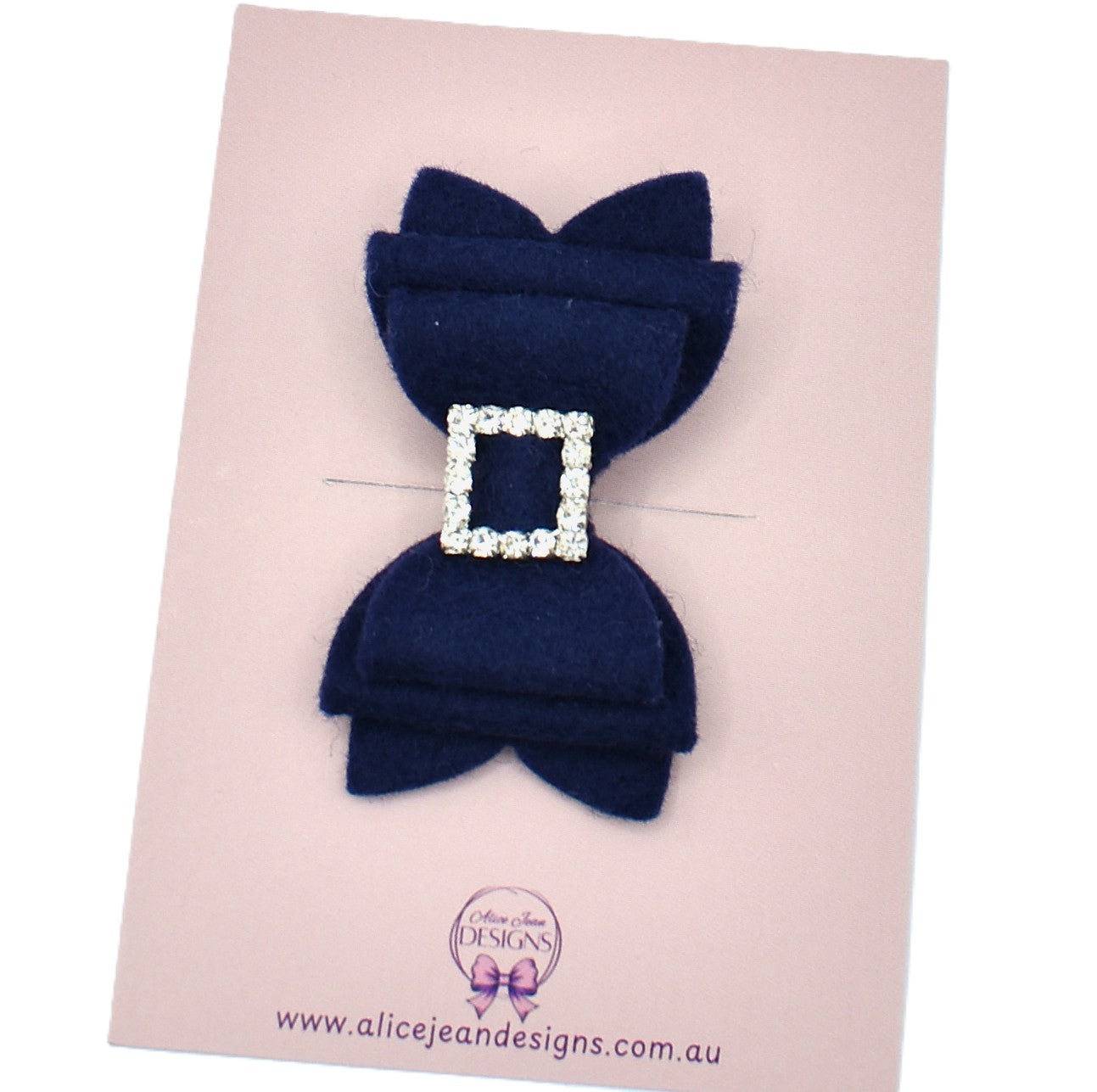 Annabelle Bow Hair Clip - Navy felt bow