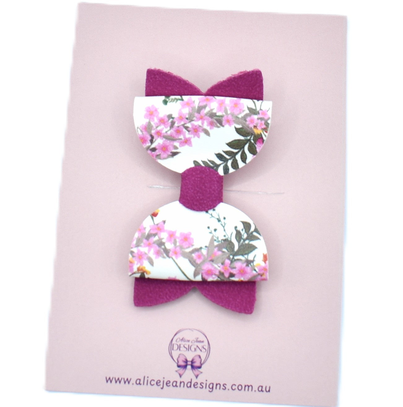 Annabelle Bow Hair Clip - Fuchsia Floral