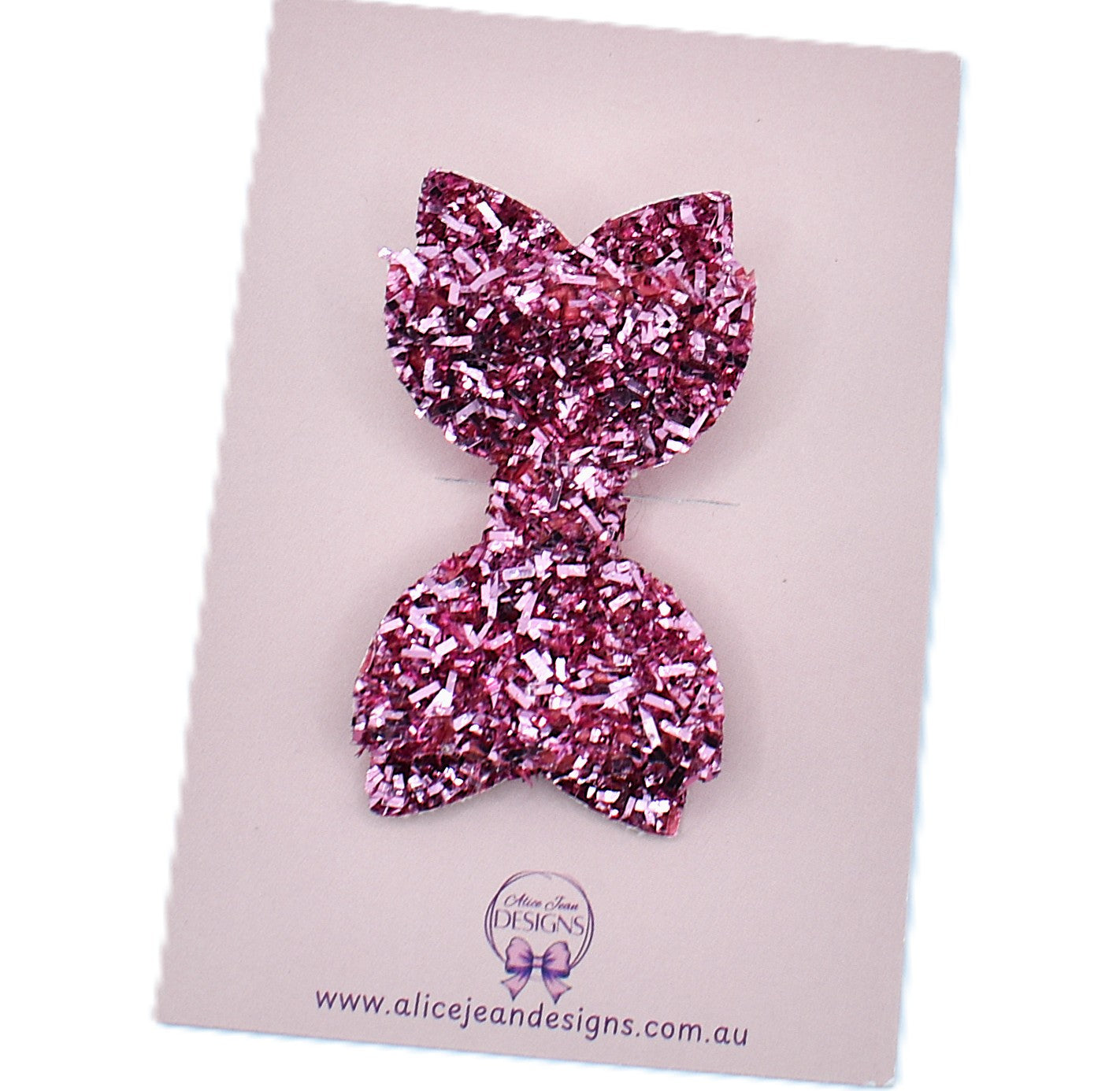 Annabelle Bow Hair Clip - pink tinsel