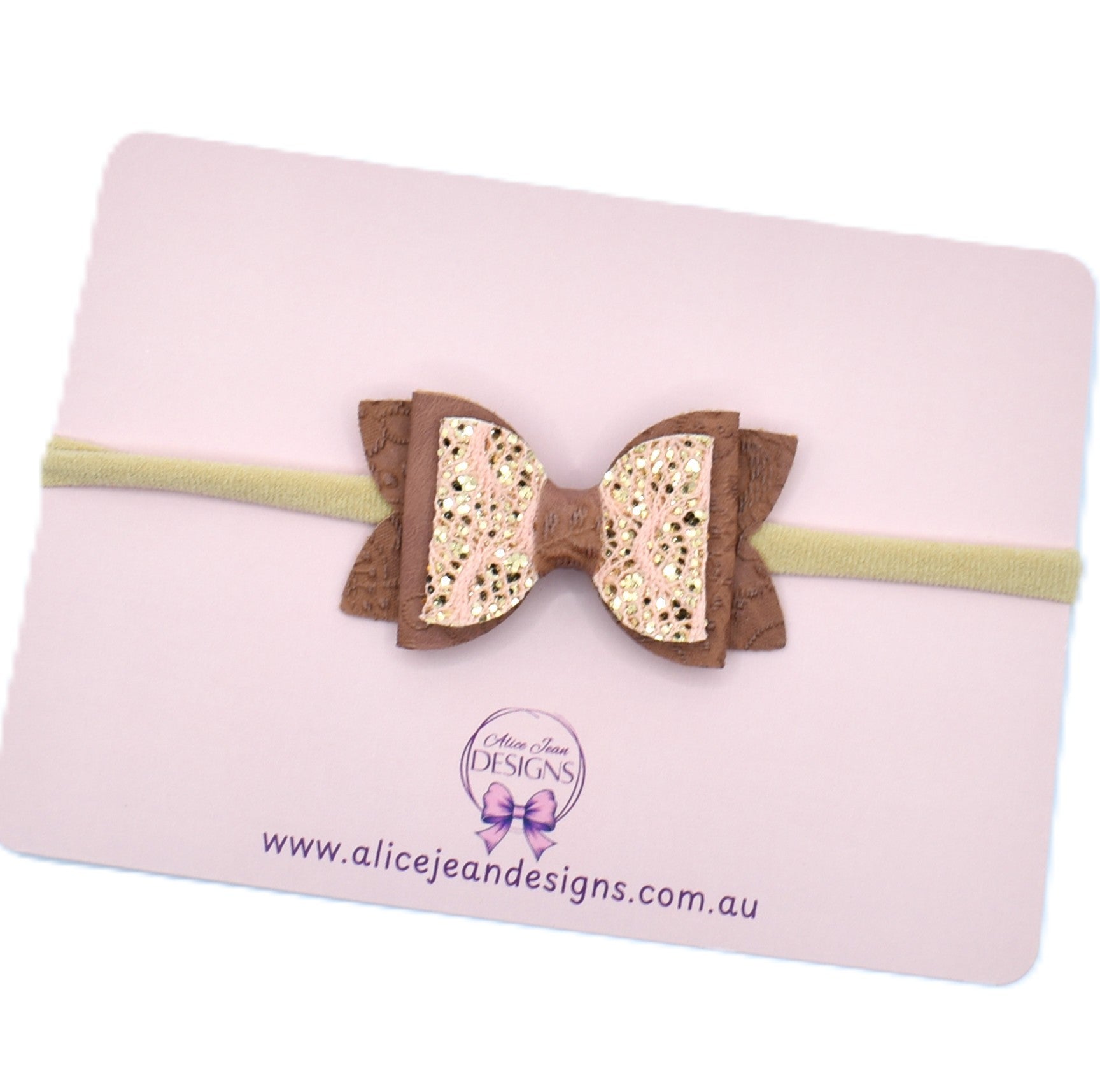 Annabelle Bow Headband - brown/rose gold