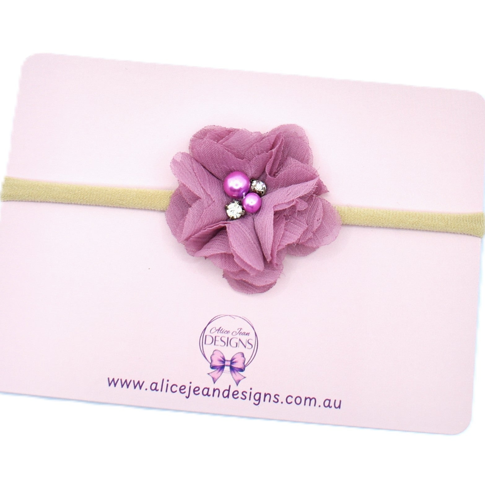 Chiffon Flower Headband - dusty pink