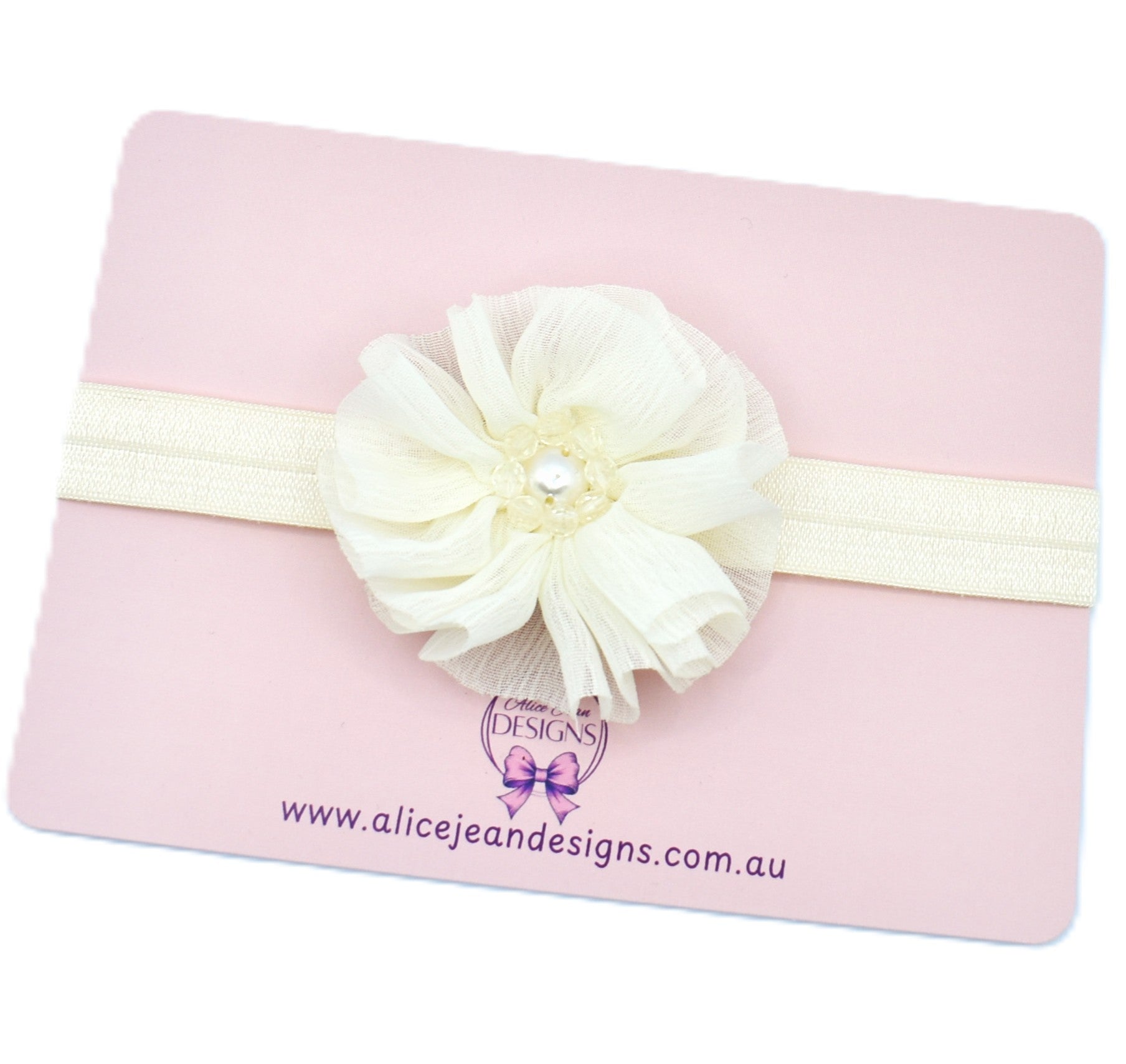 Ivory Chiffon Flower Headband - newborn