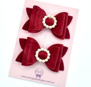 Piggytail bow set - red velvet