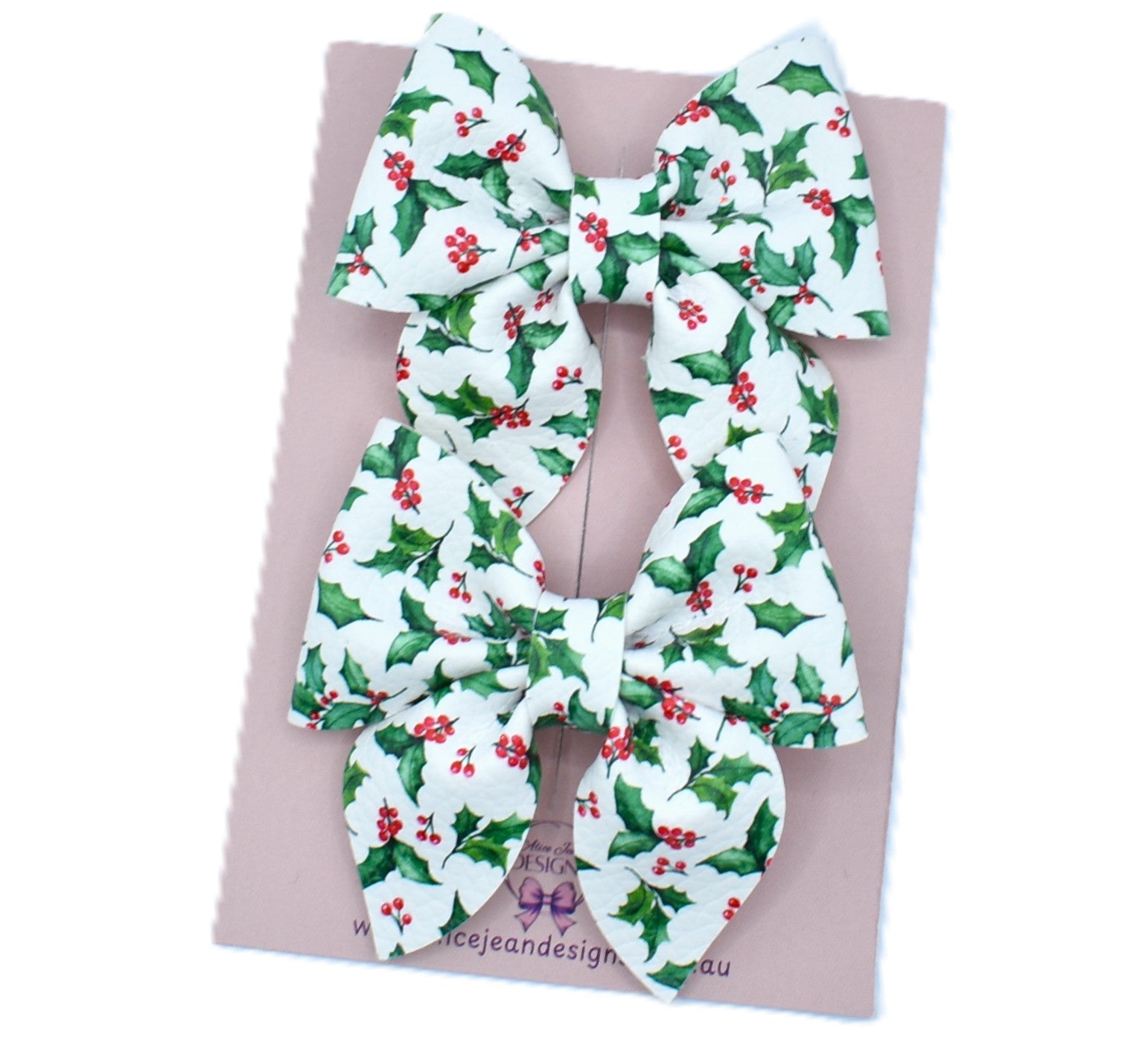 Christmas Holly piggytail bows