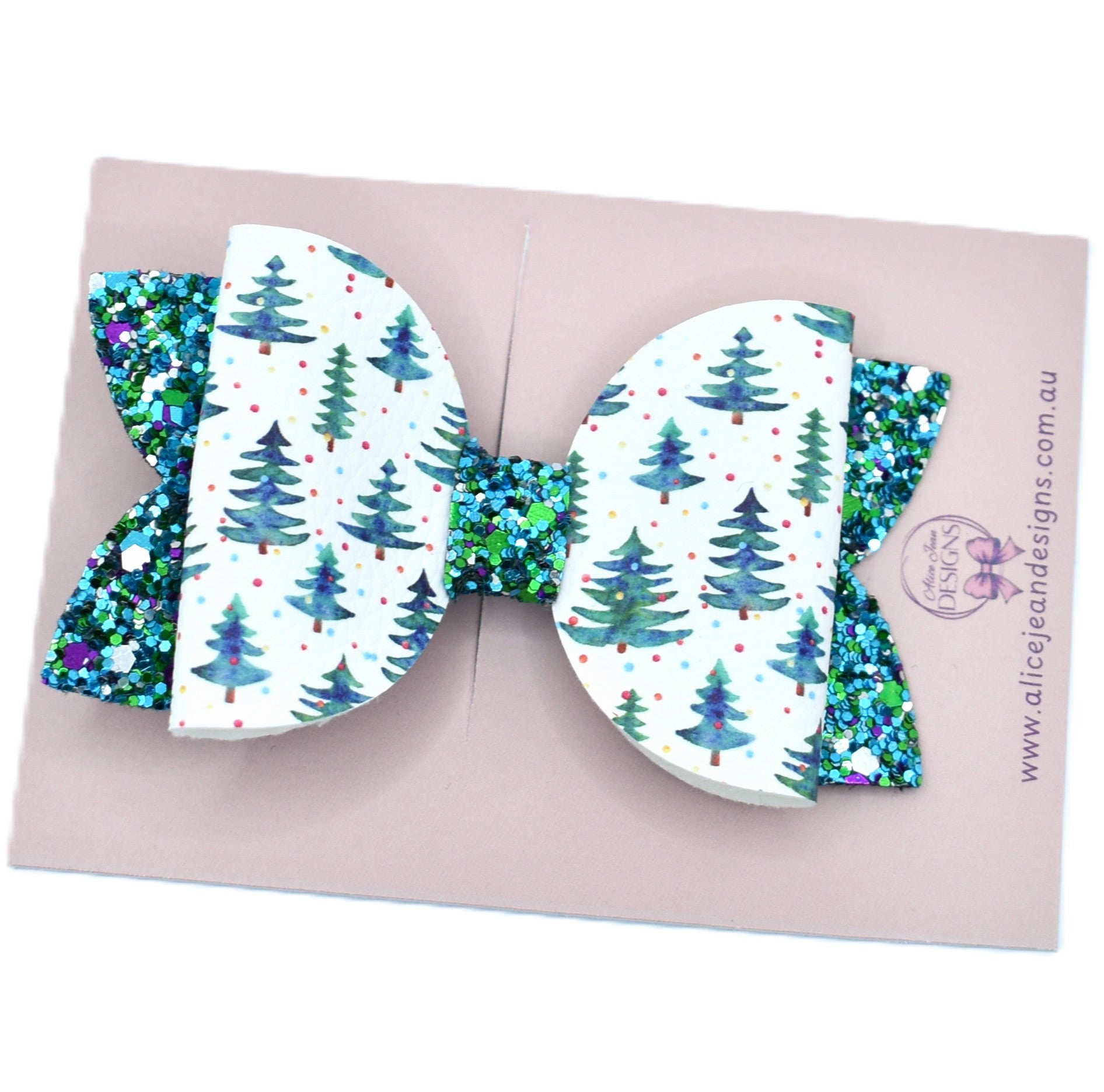 Annabelle Bow Hair Clip - Christmas Trees