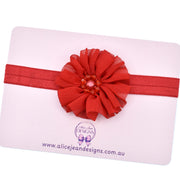 Red Chiffon Flower Headband - newborn