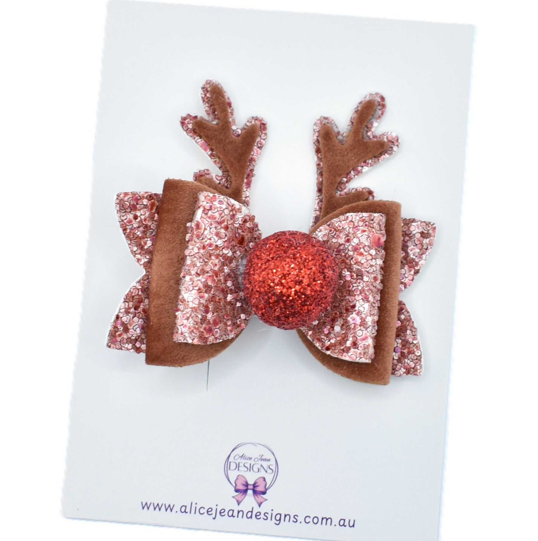 Small Reindeer Antler Bow - brown & red