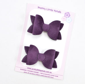 Annabelle - Velvet piggytail bows - purple