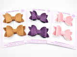 Annabelle - Velvet piggytail bows - light brown
