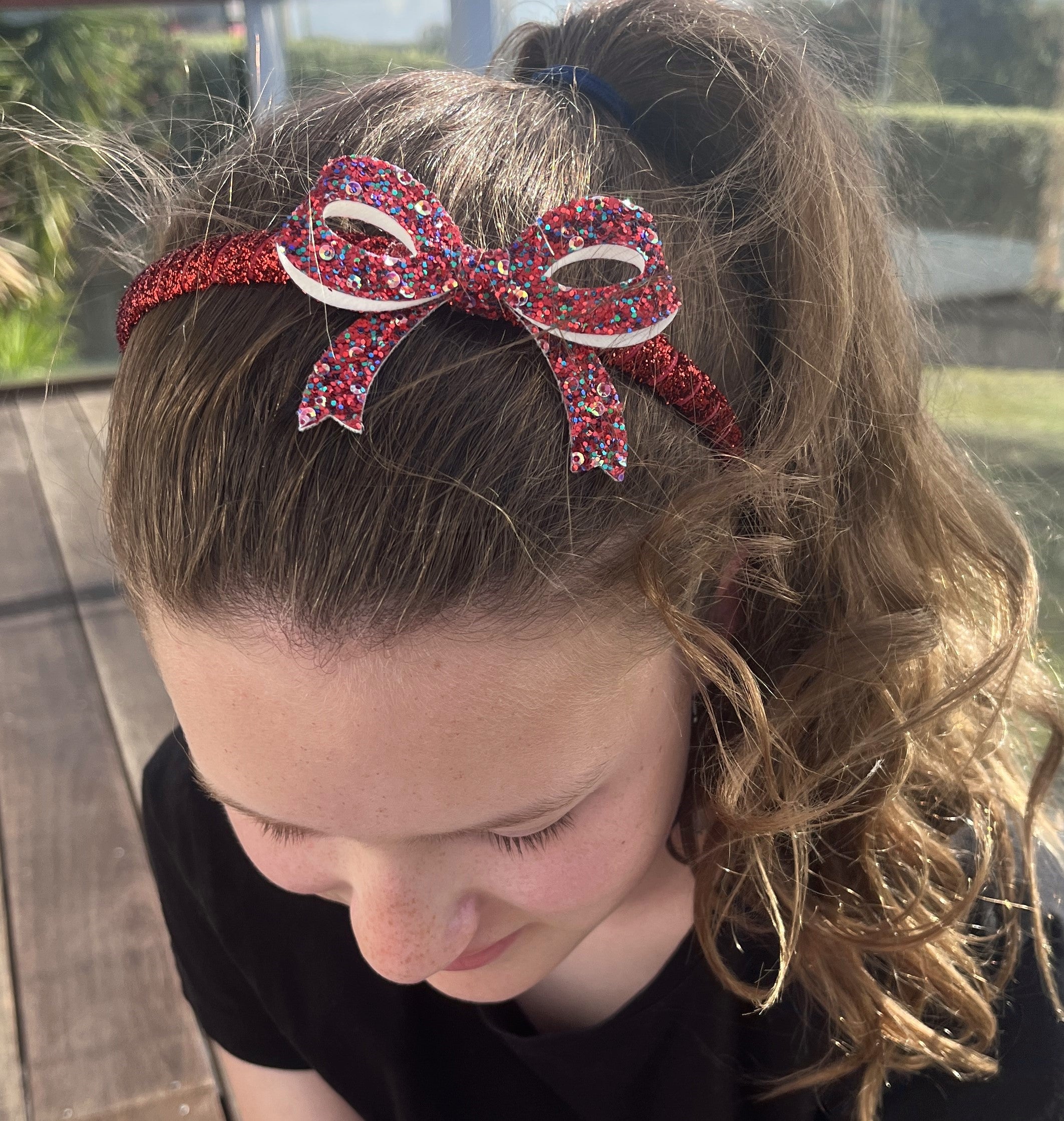 Christmas Willow Bow Headband - red