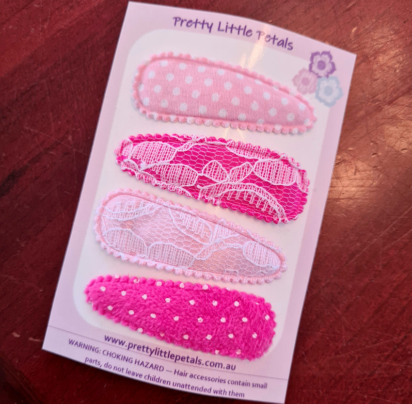 Snap Clips - pink - set of 4