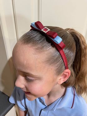 School Headband - Ribbon Bow with rhinestone buckle