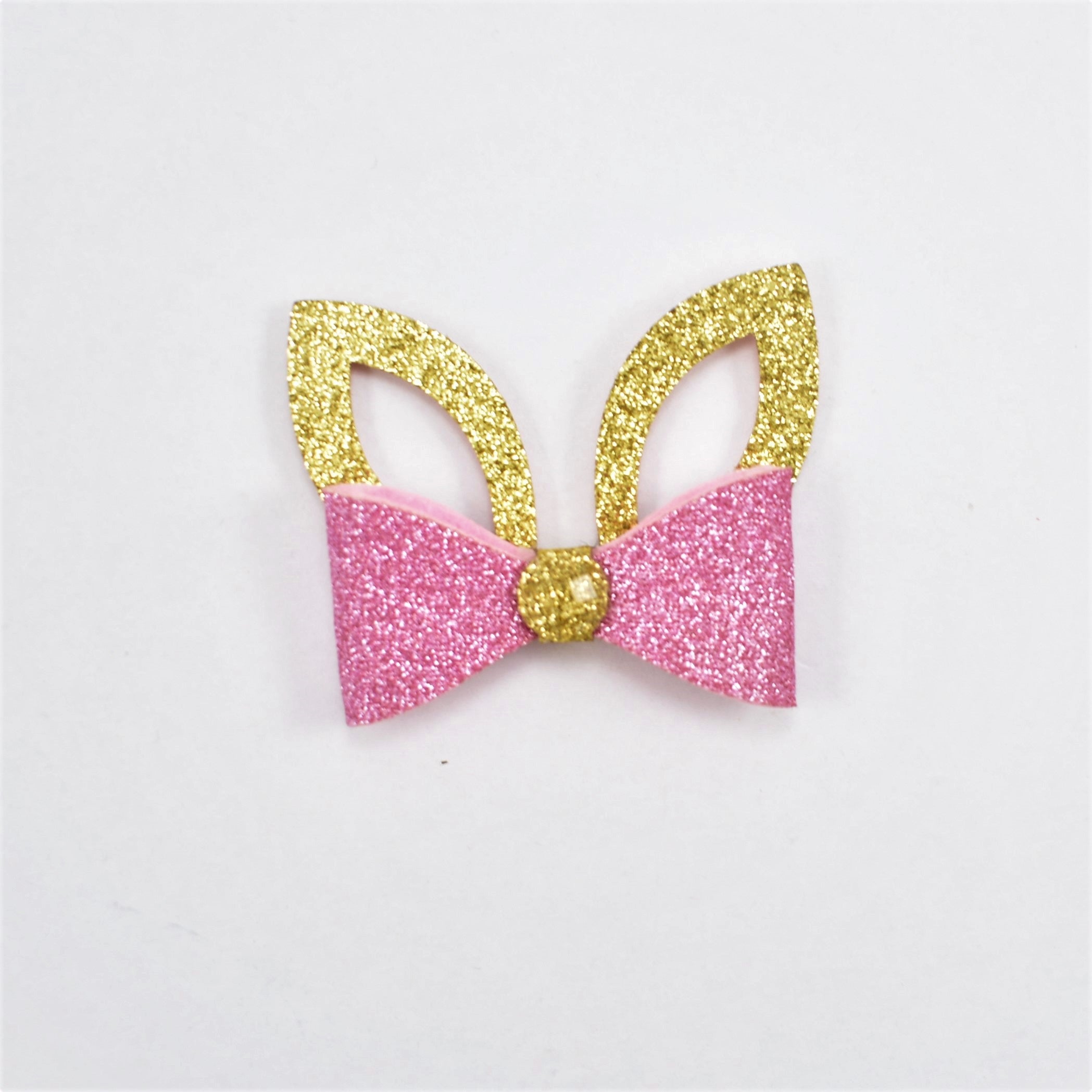 Gold & Pink Bunny Ears Hair Clip