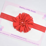 Red Chiffon Flower Headband - newborn