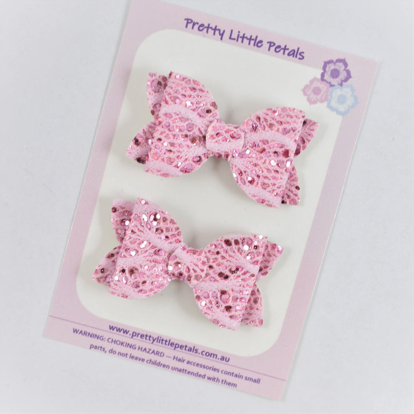 Annabelle - Pink lace piggytail bows