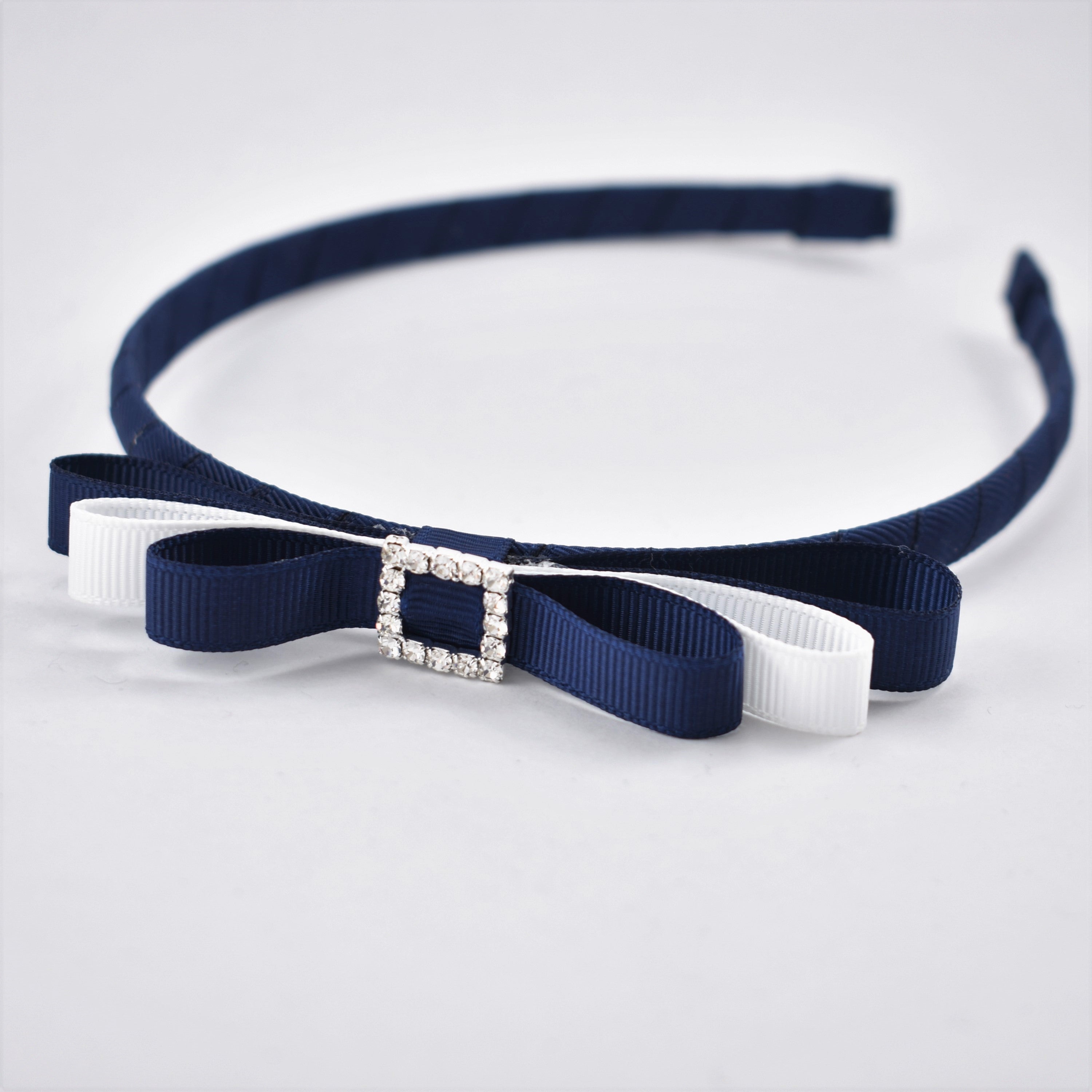 School Headband - Ribbon Bow with rhinestone buckle
