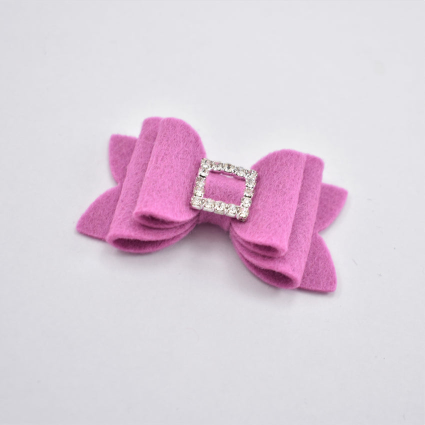 Annabelle Bow Hair Clip - Felt bow with rhinestone