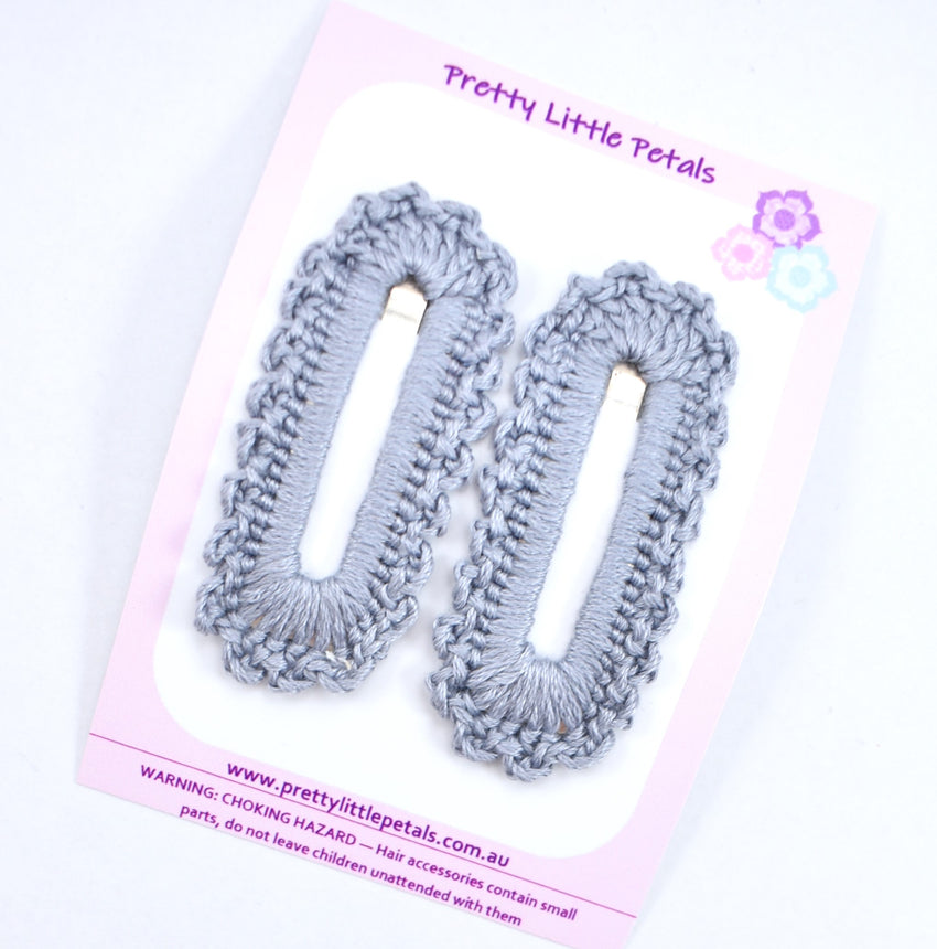Crochet Snap Clips - blue