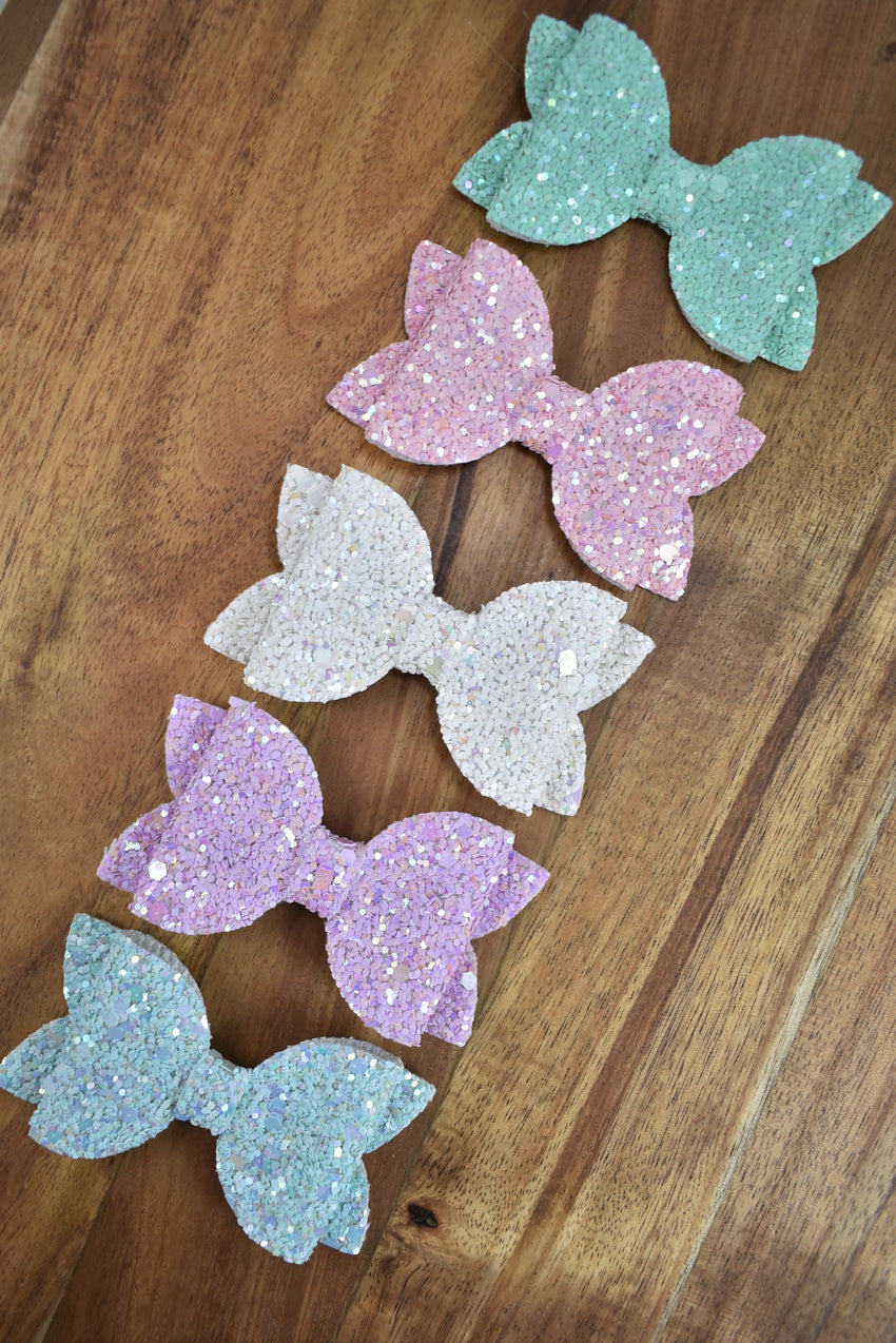 Annabelle Bow Hair Clip - pastel glitter