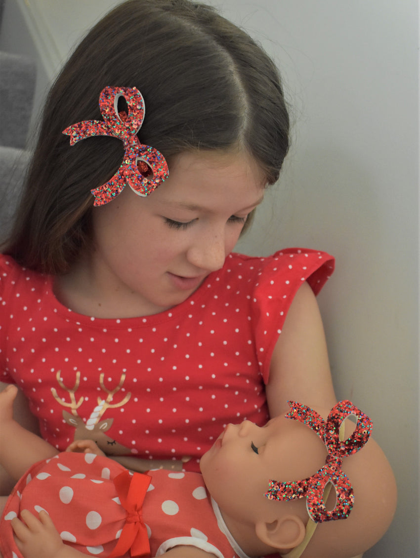 Willow Bow Hair Clip - Christmas Sparkle