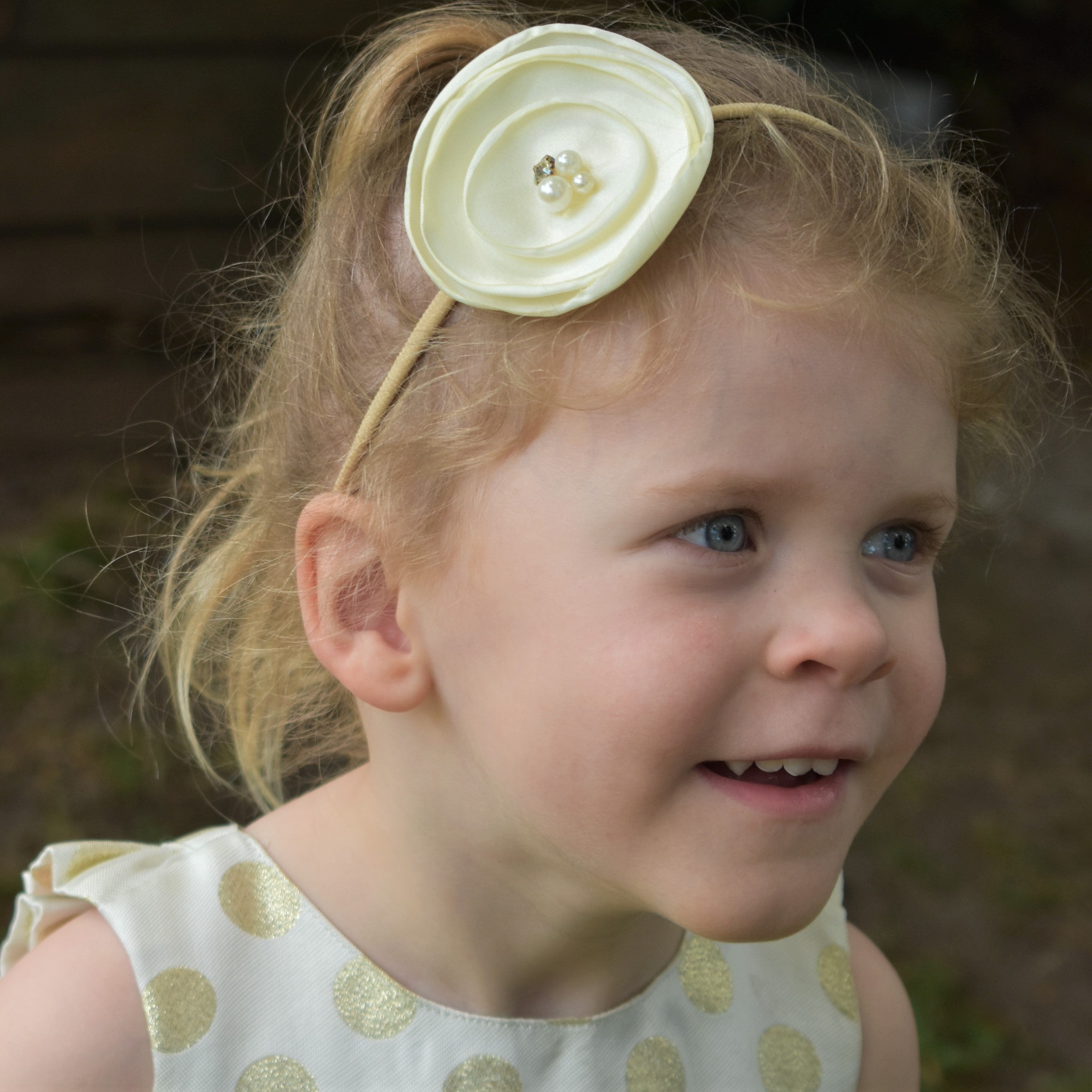 Ivory Pearl Rhinestone Flower Headband